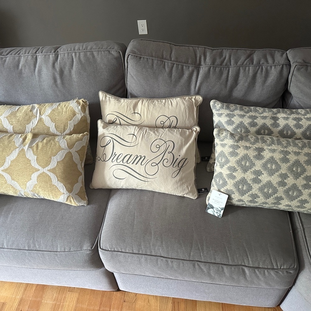 2 Gold and cream pillows